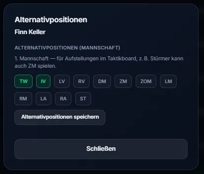 MatchArea Alternativpositionen — flexible Aufstellung