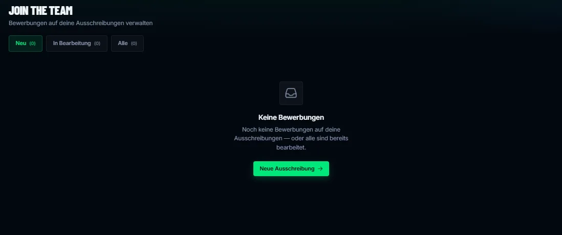 MatchArea Join the Team — Bewerbungen verwalten